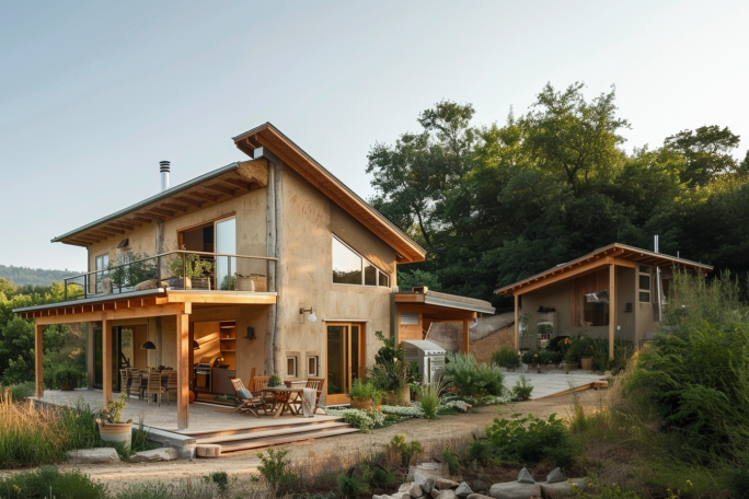 Bild von Strohballenhaus mit Garage