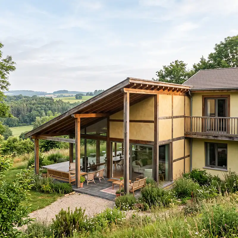 einfamilienhaus strohballen zimmerei haecker