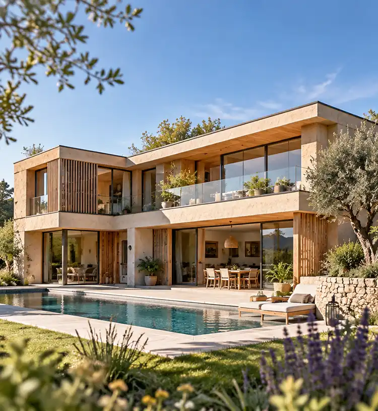 strohballen haus villa pool
